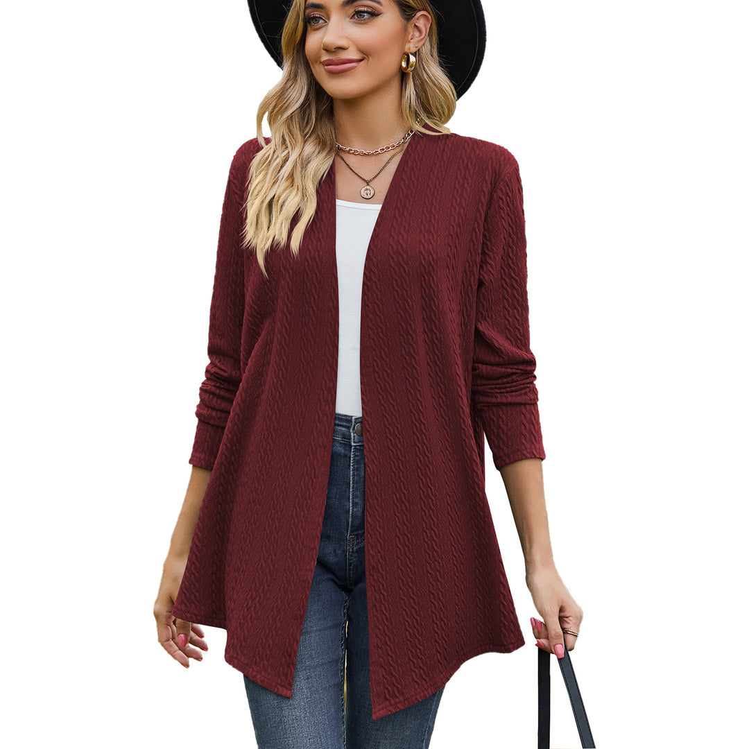 Knit jacket for women with a modern wave pattern and an open design Lune London