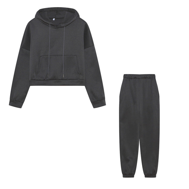 Ensemble de sweat à capuche crop sportif pour femmes et pantalon de jogging Chic & Stil