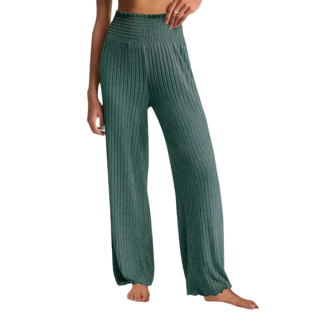 Lune London Wide Ribbed Palazzo Pants for Women