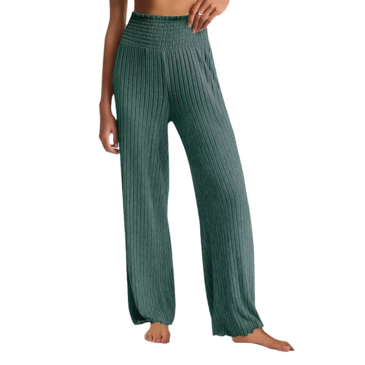 Lune London Wide Ribbed Palazzo Pants for Women