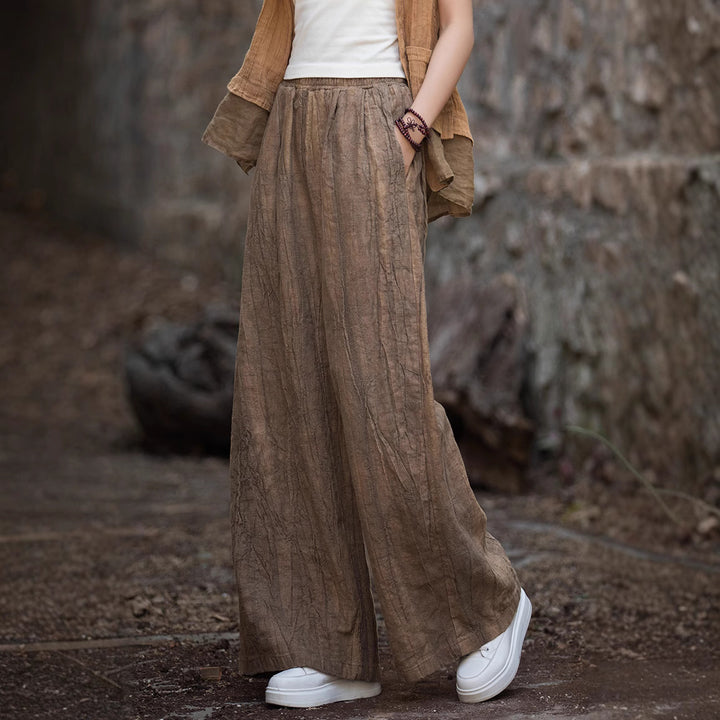 Loose linen pants for women with textured finish Lune London