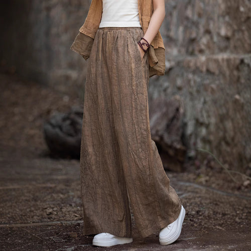 Loose linen pants for women with textured finish Lune London