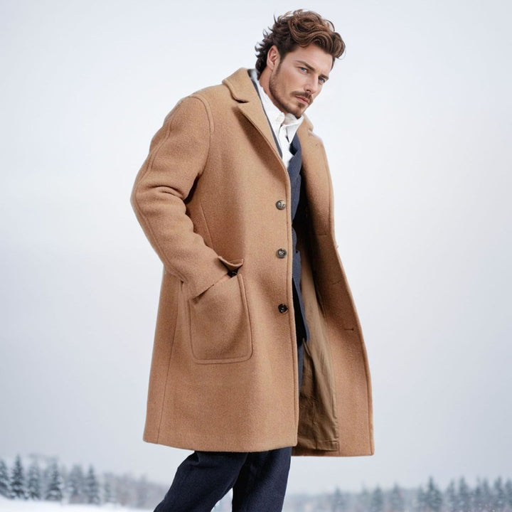 Elegant sheepskin coat for men with a textured premium material and a practical closure Lune London