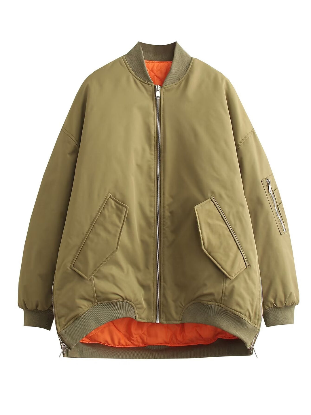 Women's Oversized Bomber Jacket with Technical Details and Practical Pockets Lune London