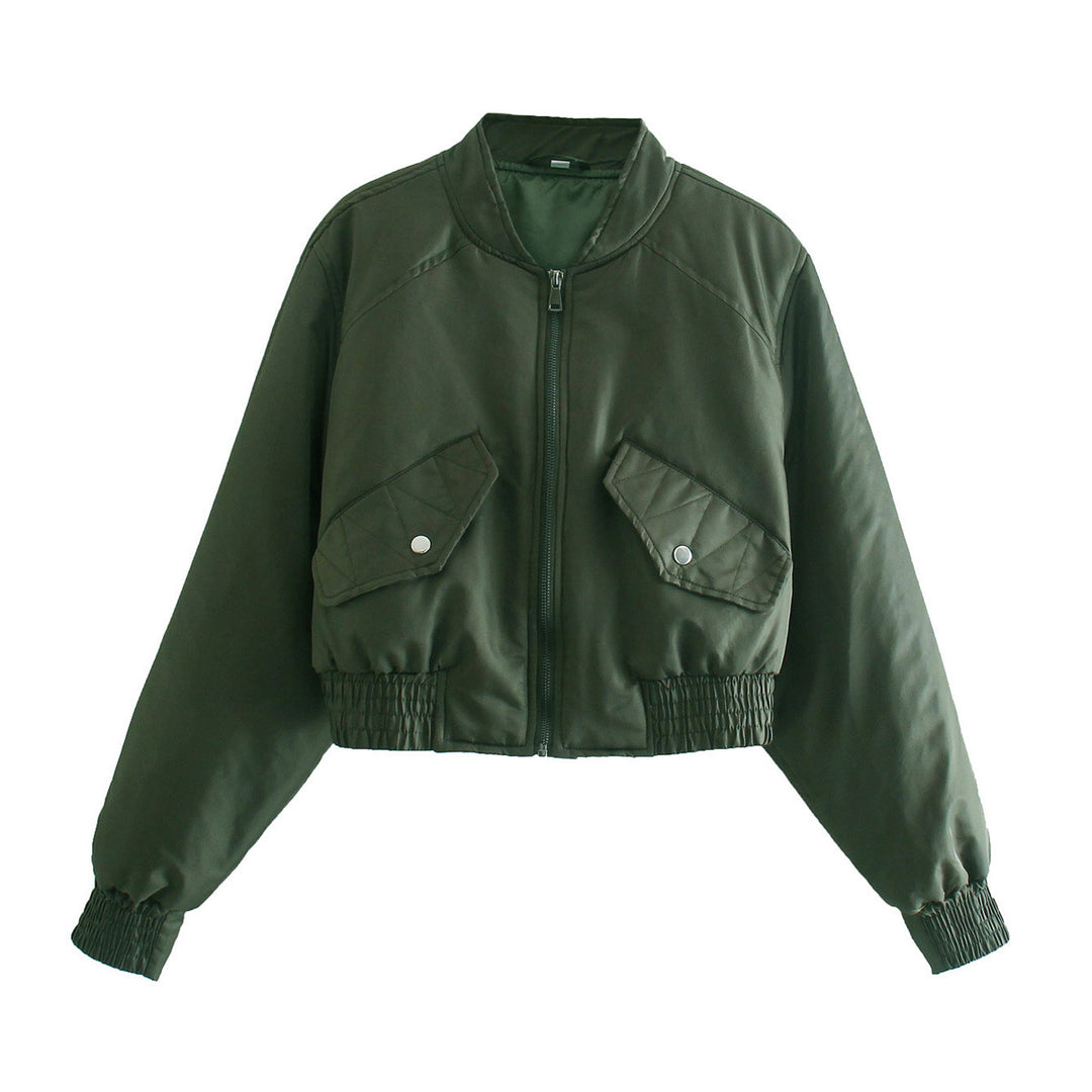 Trendy cropped bomber jacket for women with practical pockets and elastic cuffs Lune London
