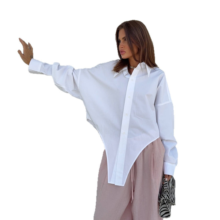 Oversized shirt for women with asymmetrical cut and modern details Lune London