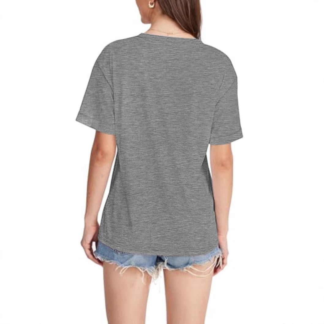 Ladies leisure V-neck T-shirt with pockets Lune London