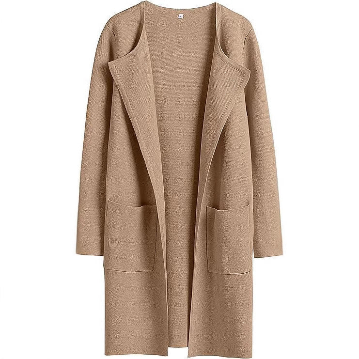 Lune London Women's Open Front Knitted Jacket with Practical Pockets