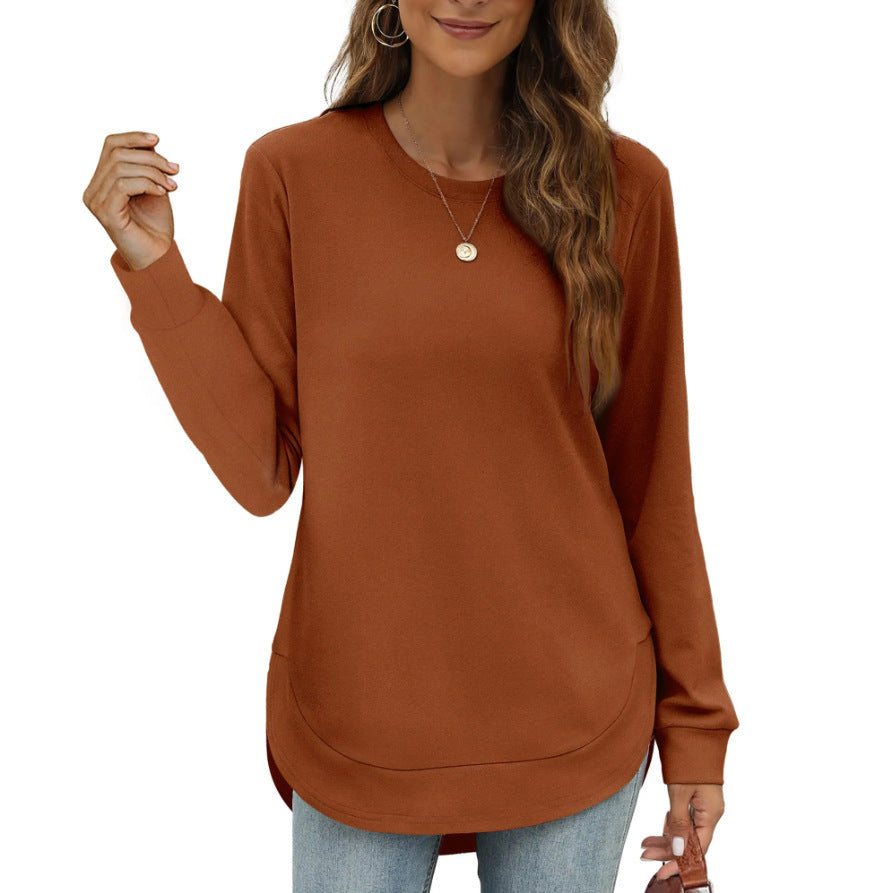 Casual women's long sleeve sweater with curved hem Lune London