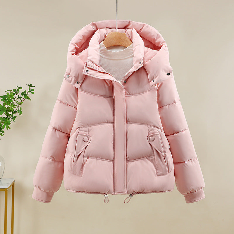 Ladies modern down jacket with removable hood and practical pockets Lune London