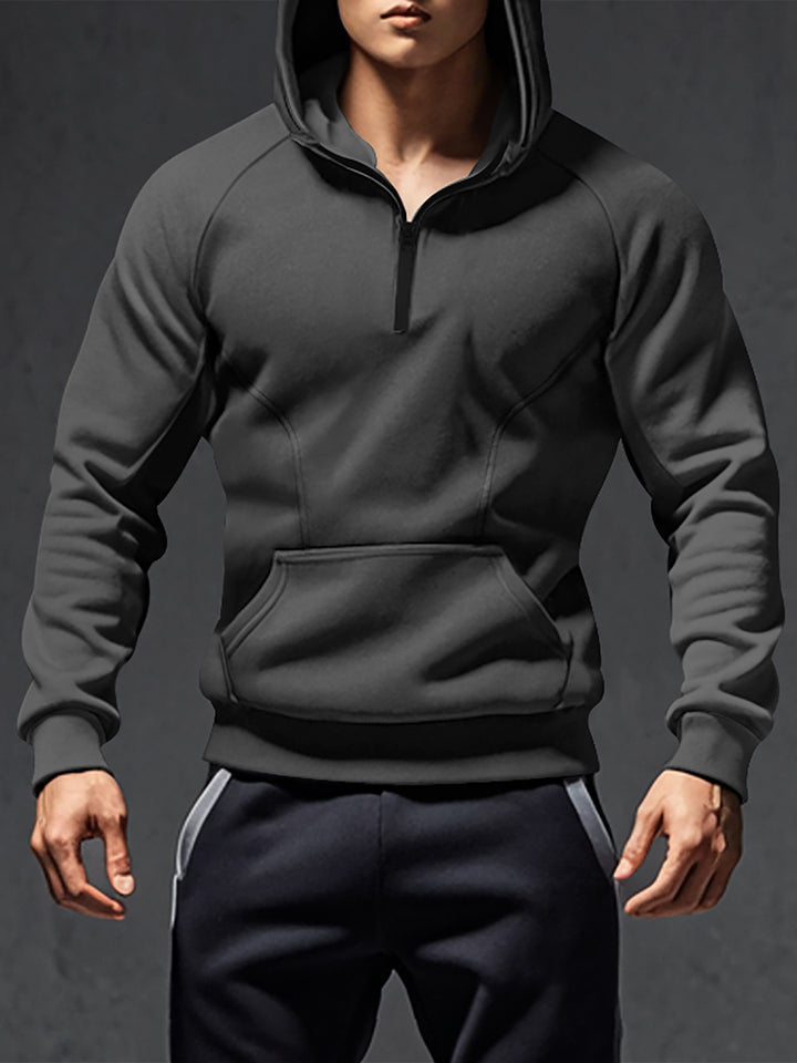 Men's sporty hoodie with half-zip Lune London