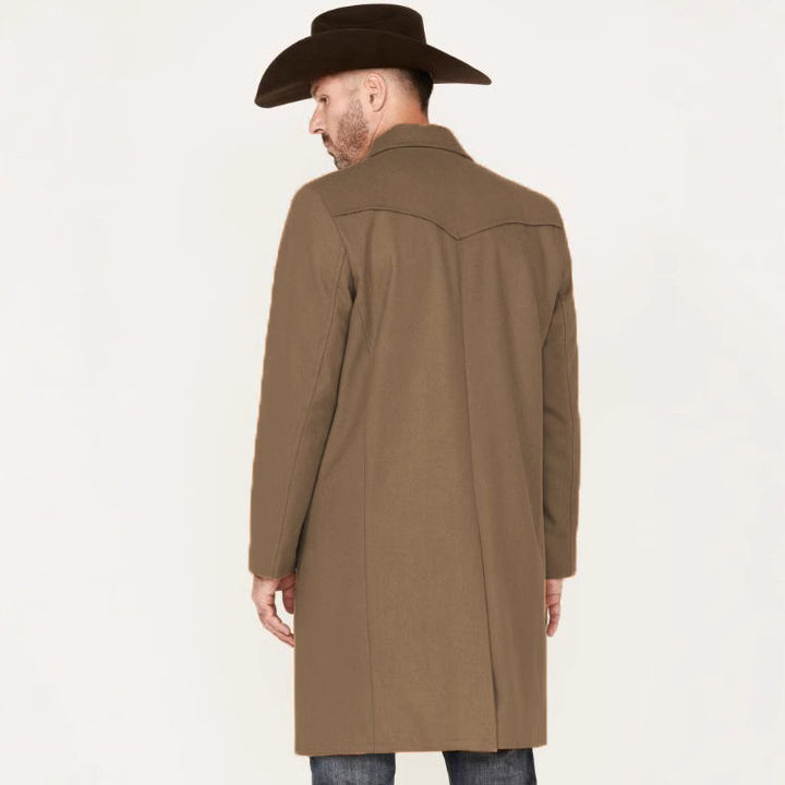 Elegant long coat for men in classic western style with high-quality details Lune London
