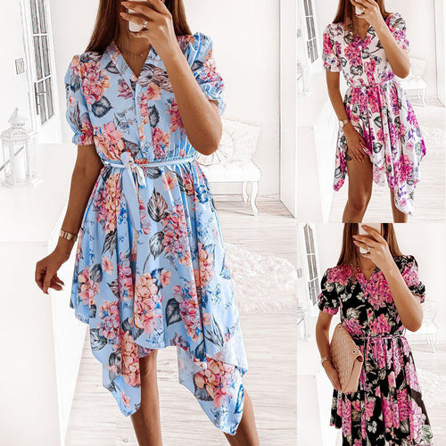 Chic and Stylish High-Low Floral Women's Dress