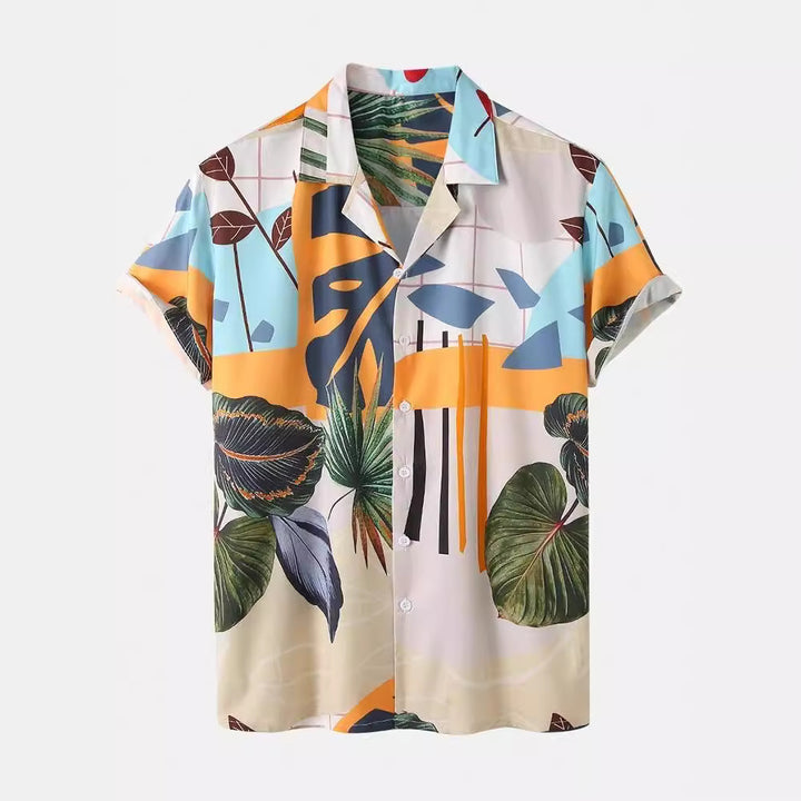 Leisure shirt for men and shorts set with colorful floral pattern Lune London