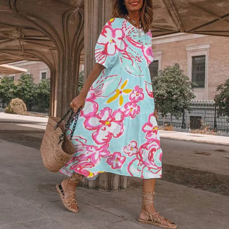 Lune London Floral Print Summer Maxi Dress for Women