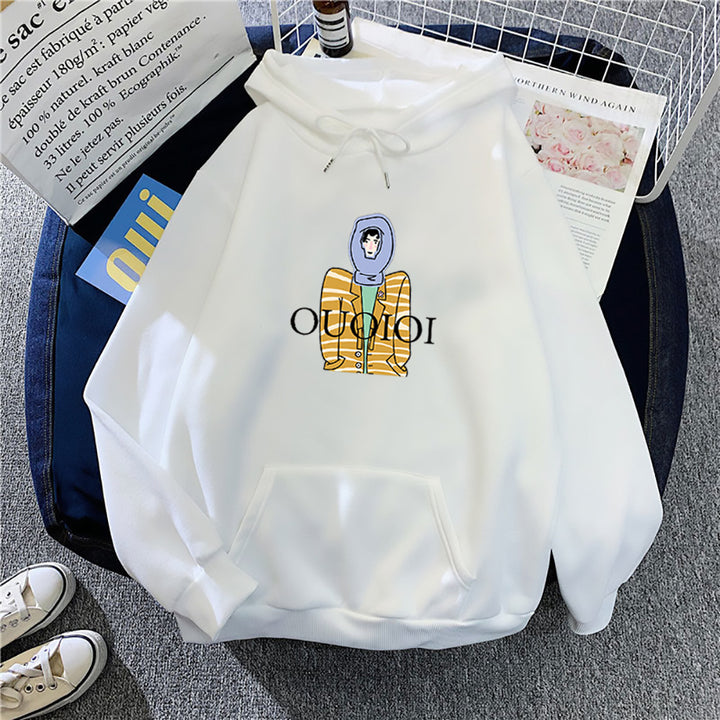 Ladies hoodie with unique cartoon design Chic & Stil
