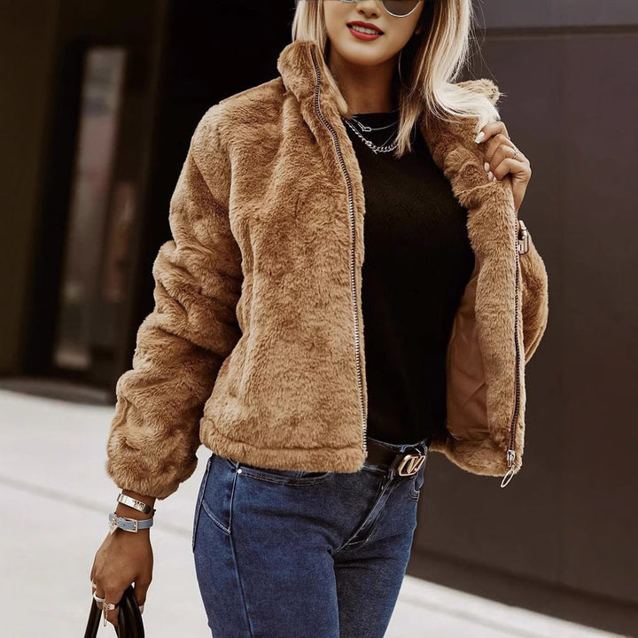 Lune London | Soft Women's Teddy Bomber Jacket with Zipper