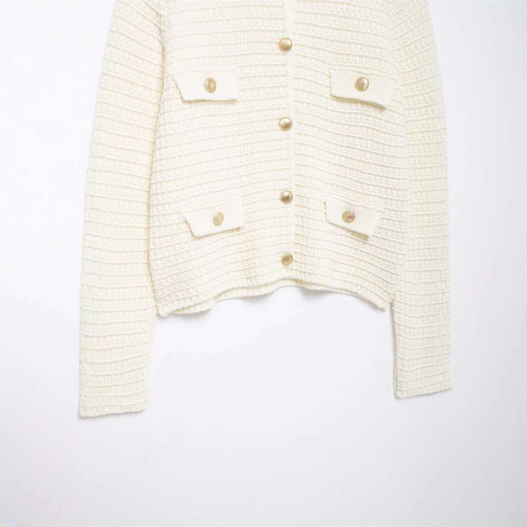 Knitted jacket for women with pockets and button closure Lune London