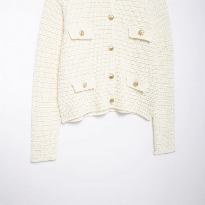Knitted jacket for women with pockets and button closure Lune London