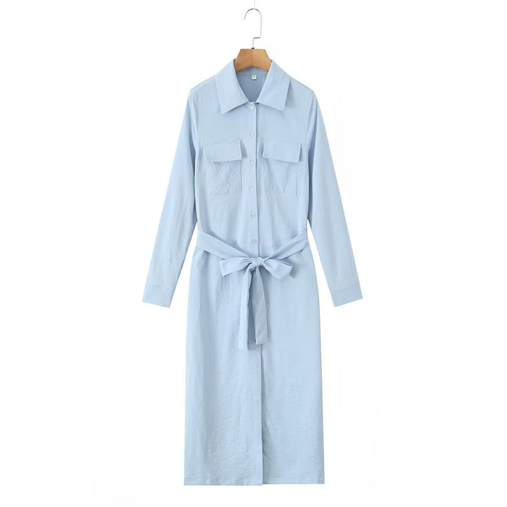 Robe chemise pour femmes avec poches poitrine pratiques et ceinture ajustée Chic & Stil