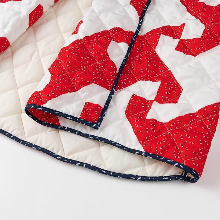 Quilted jacket for women with modern graphic design and open cut Lune London