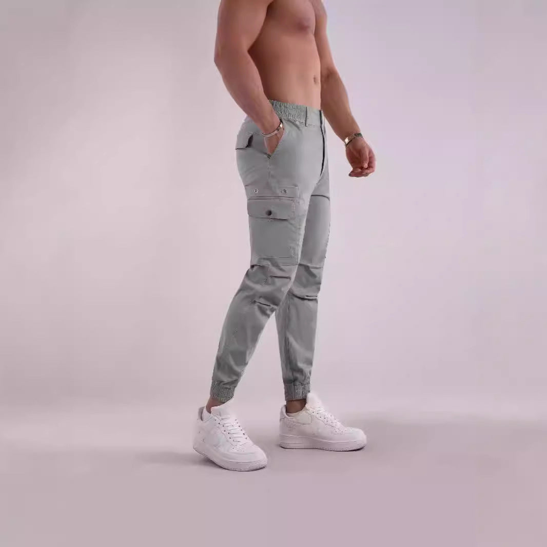 Men's cargo pants with functional pockets and elastic waist Lune London