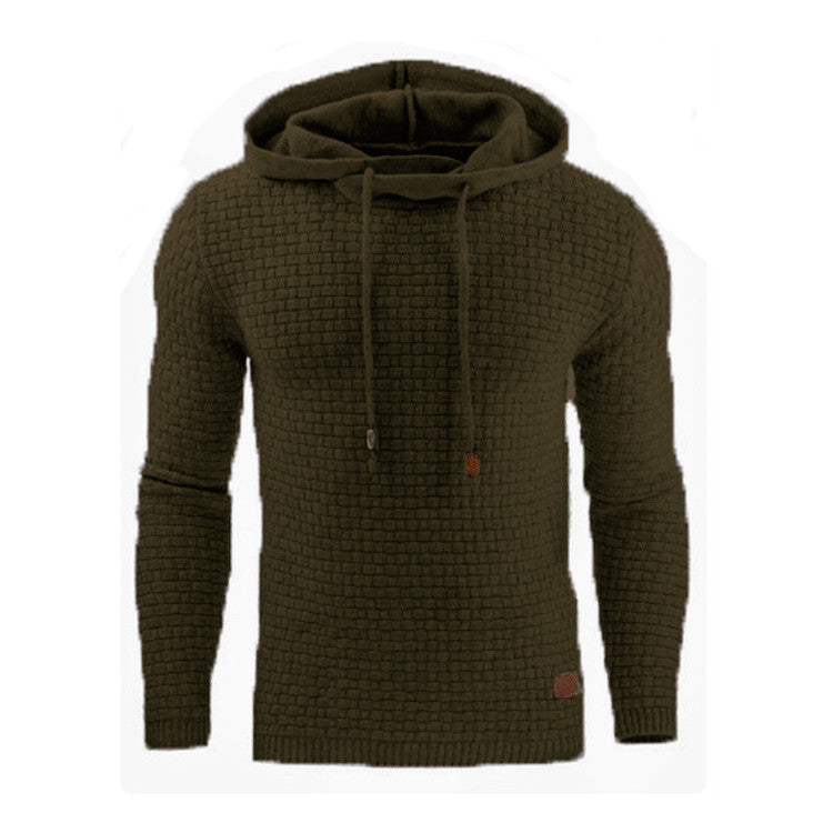 Knitted sweater for men with textured surface and integrated hood Lune London