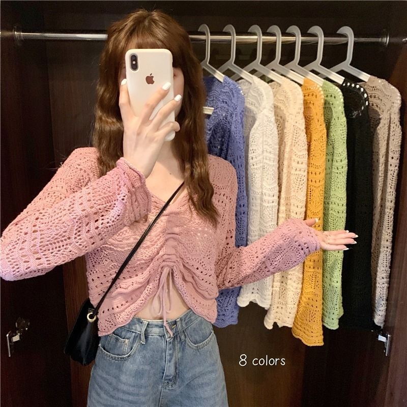 Aired crochet sweater for women with drawstring and loose fit Lune London