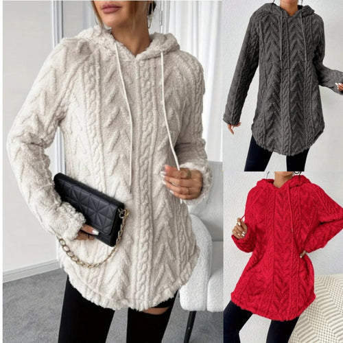 Cozy knit jacket for women with hood and side pockets Lune London