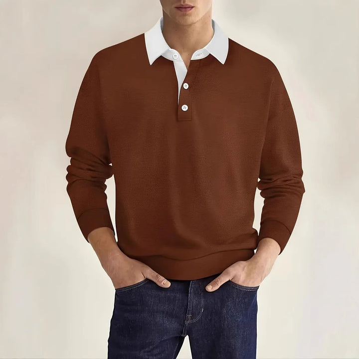 Elegant polo sweater for men with button placket and contrasting collar Lune London