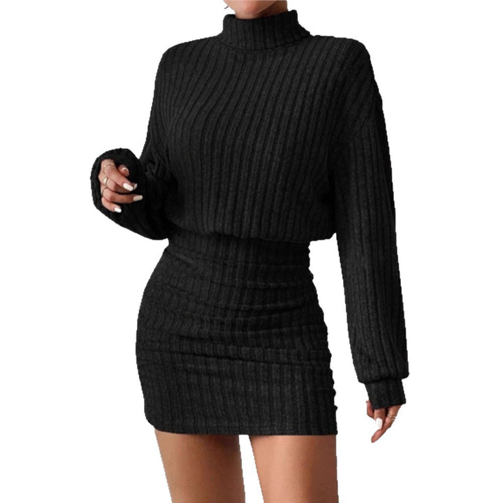 Robe en tricot pour femmes avec col roulé et manches Cut-In Chic & Stil