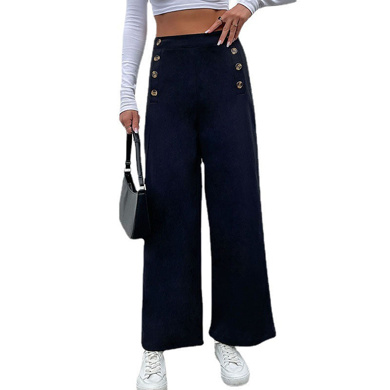 Lune London fitted wide-leg pants for women with button details
