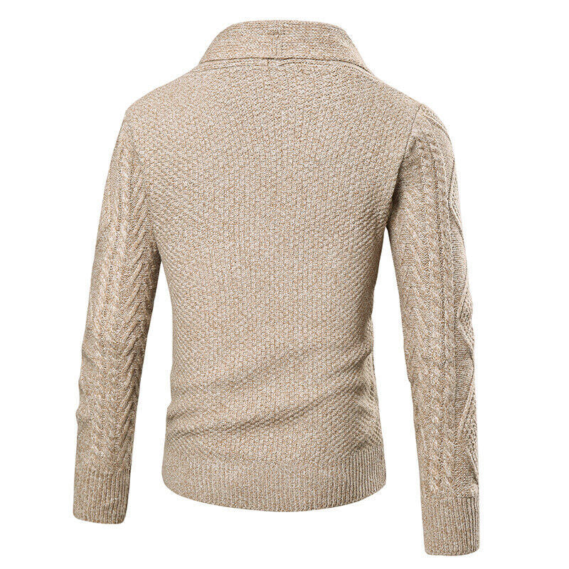 Men's knit jacket with modern cable pattern and applied pockets Lune London