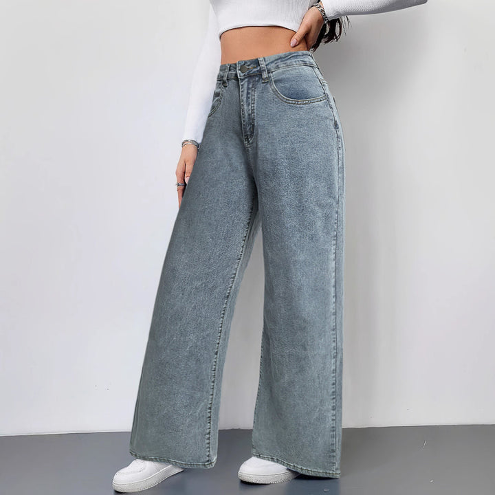 Ladies wide-cut vintage-style jeans with high waistband and casual look Lune London