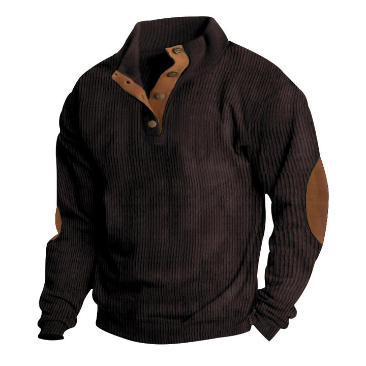 Wave-structured sweater for men with leather accents Lune London