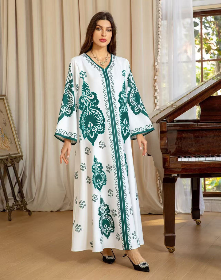 Kaftan dress for women with an artistic pattern and a relaxed fit Lune London