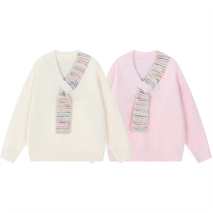 Ladies Cozy Sweater with Innovative Scarf Detail Lune London