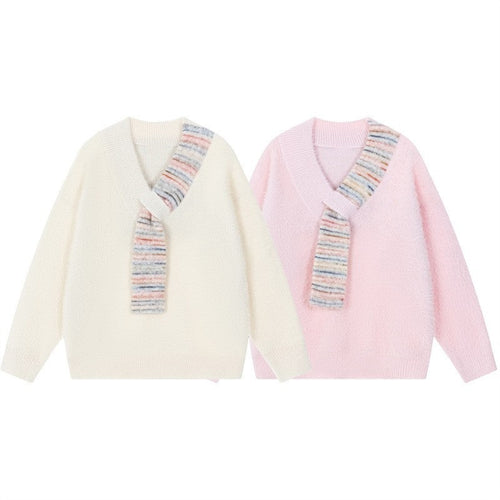 Ladies Cozy Sweater with Innovative Scarf Detail Lune London