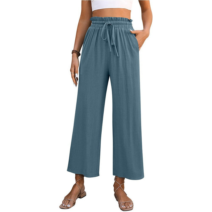 Ladies Comfortable Wide Leg Pants with Elastic Waist and Side Pockets Lune London