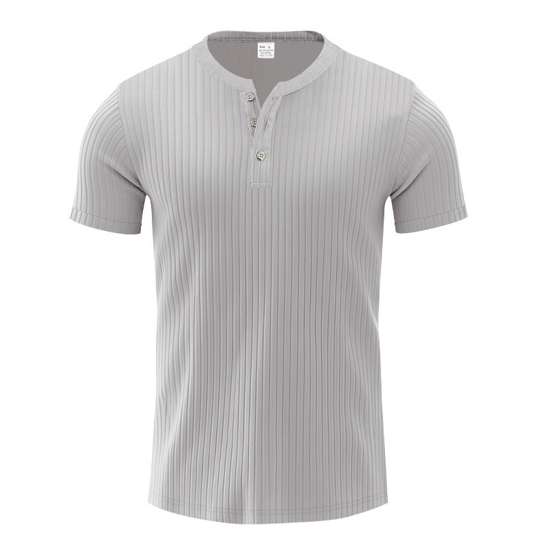 Trendy short sleeve Henley shirt for men with textured design Lune London