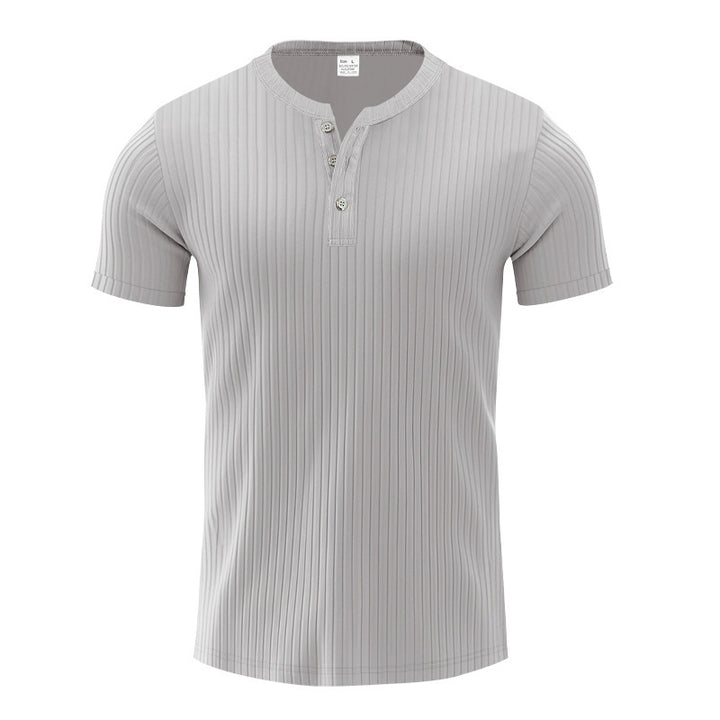 Trendy short sleeve Henley shirt for men with textured design Lune London