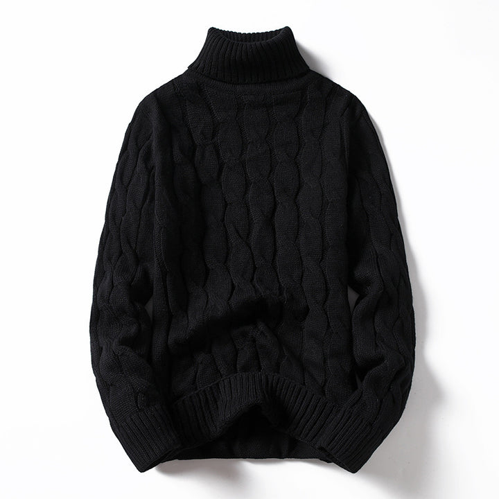 Men's knitted sweater with turtleneck and cable pattern Lune London