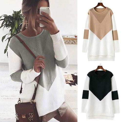 Knitted oversized sweater for women with a modern geometric design and a breathable structure Lune London.