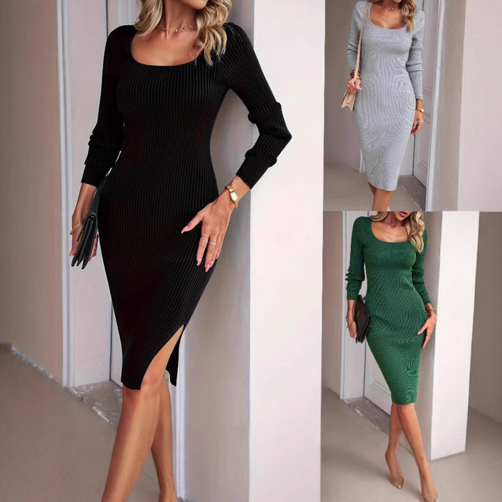 Fitted rib dress for women with long sleeves Lune London