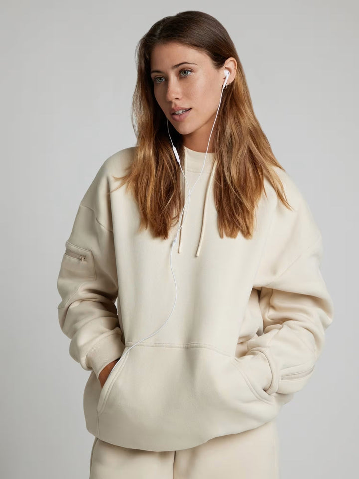 Ladies hoodie with integrated sleep mask design and soft interior Lune London