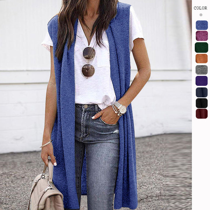 Women Open Cardigan with Casual Cut and Long Side Panels Lune London
