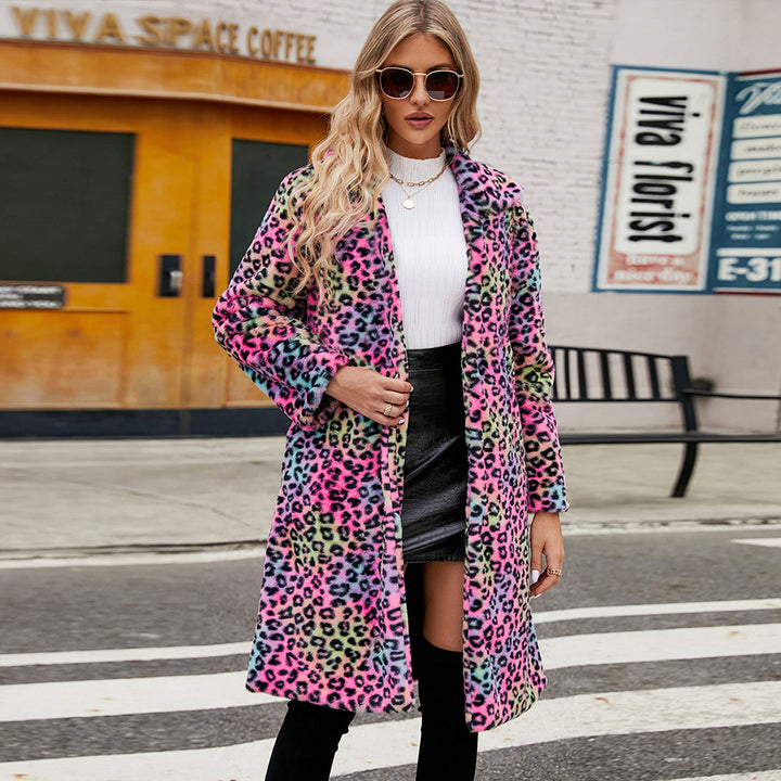 Lune London Women's Leopard Print Faux Fur Jacket