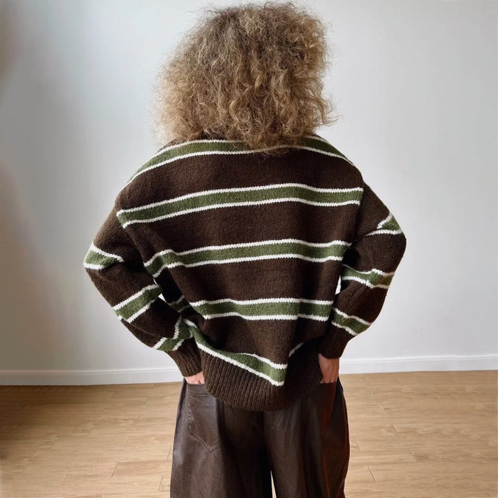 Thick knit sweater for women with an original striped pattern Lune London