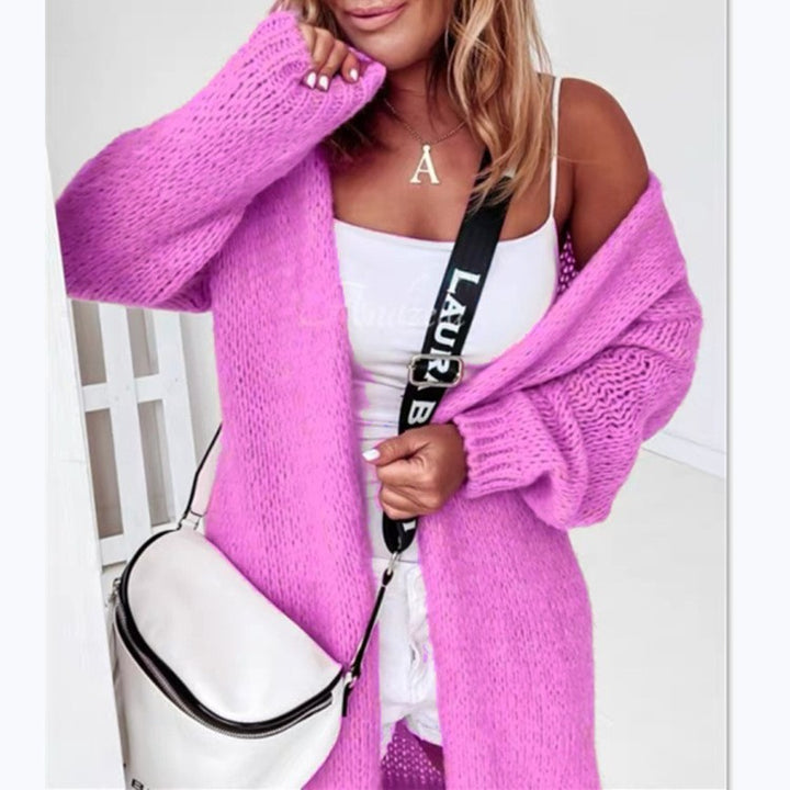 Ladies Large knit cardigan with open front panels and stylish ribbed knit pattern Chic and Still