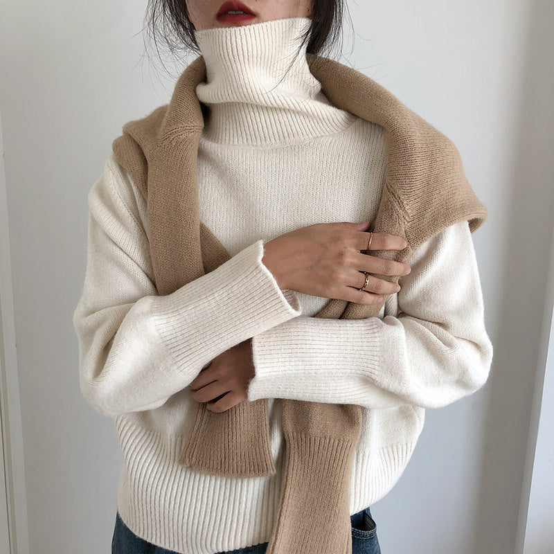 Pull à col roulé féminin à la mode en tricot doux Chic & Stil